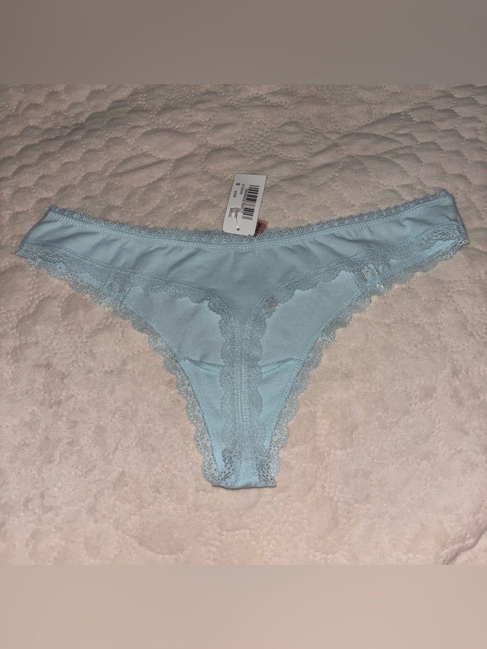 La vie en rose Light Blue Lace-Trim Thong - Picture 5 of 6